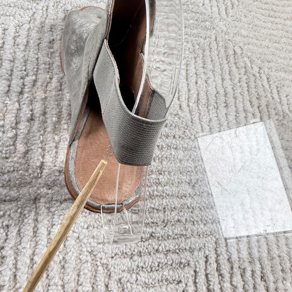 Donald J Pliner Khole Peep Toe Sandal Womens 7.5 Silver Block Heel Bootie Dressy - Picture 11 of 14